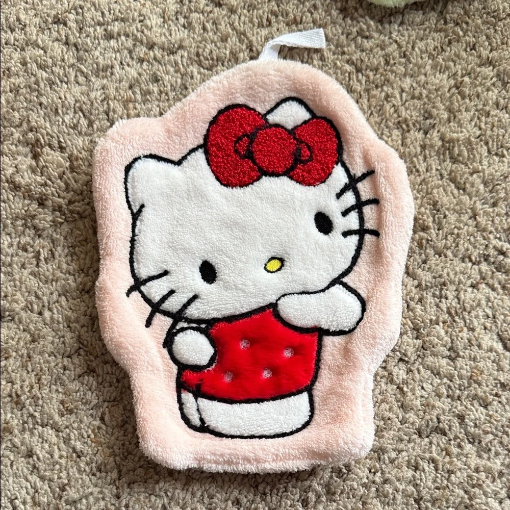 Sanrio Hello Kitty Plush Character Face/Hand Cloths in Pink, Green, White, Red